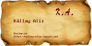 Kállay Aliz névjegykártya